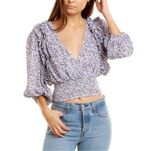 Celina Moon Womens Surplice Blouse White Size Medium